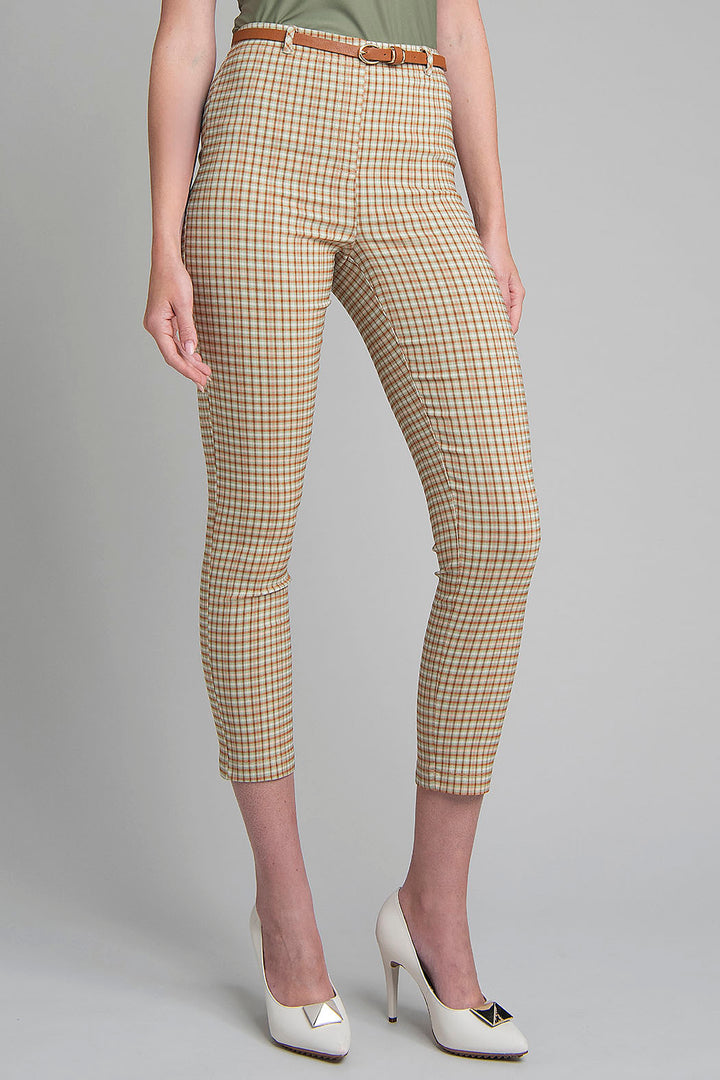 Pantalon De Cuadros Con Cinturon