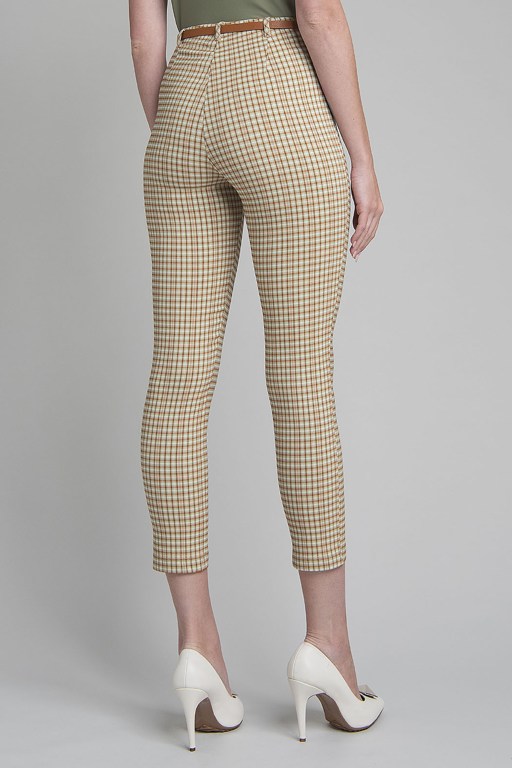 Pantalon De Cuadros Con Cinturon
