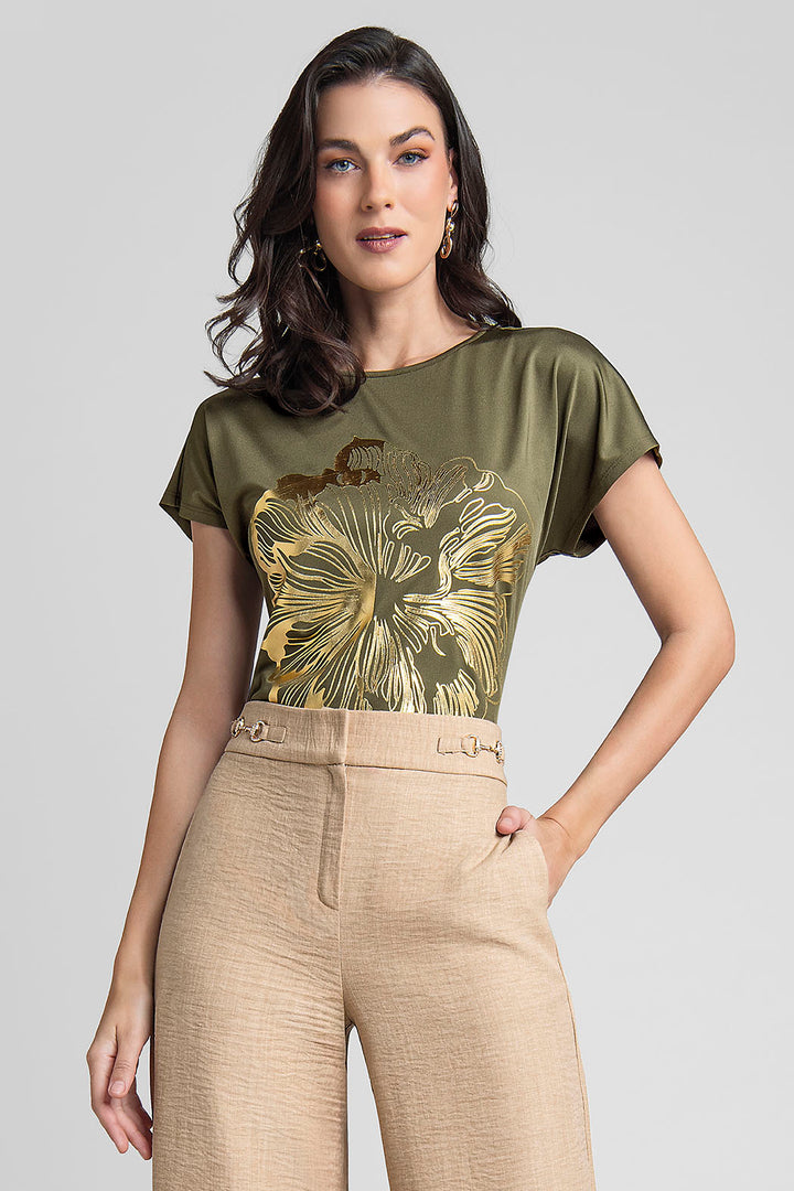 Blusa De Manga Corta Con Estampado
