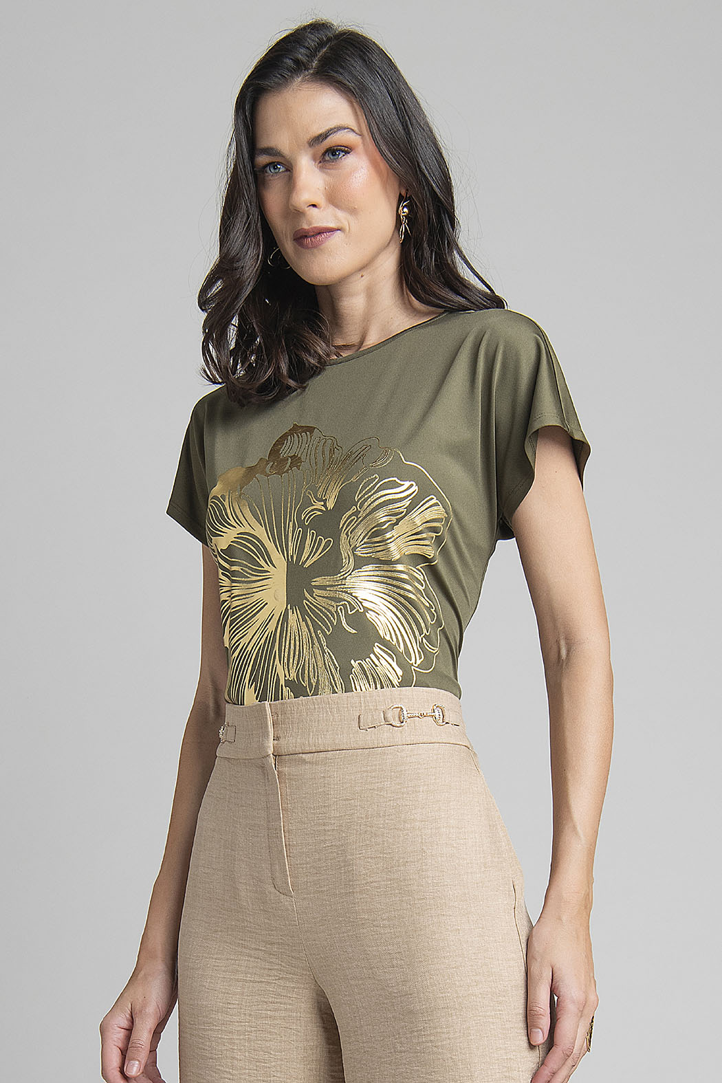 Blusa De Manga Corta Con Estampado