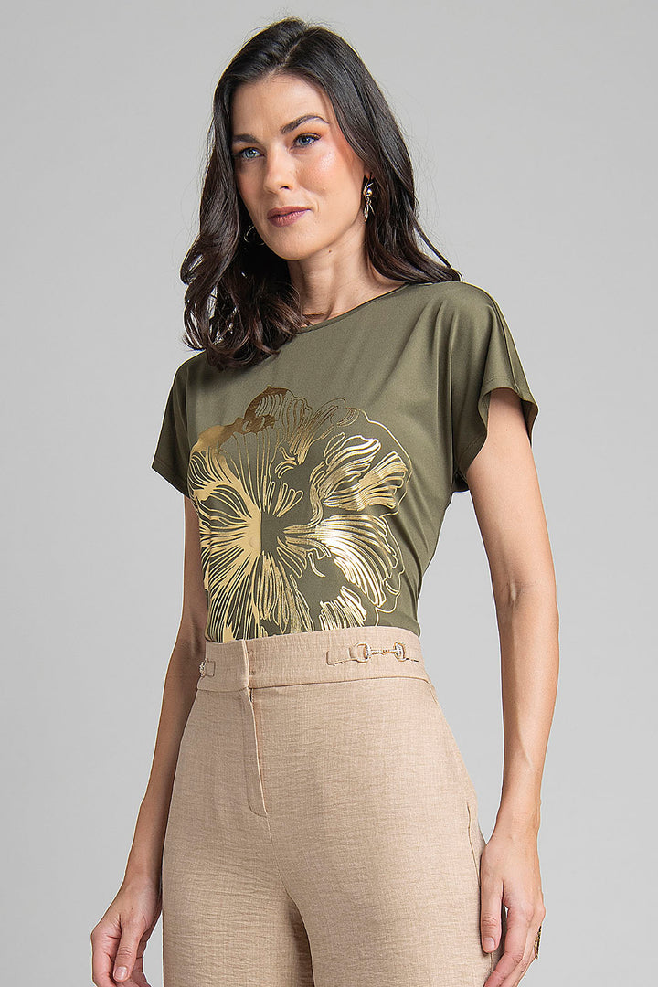 Blusa De Manga Corta Con Estampado