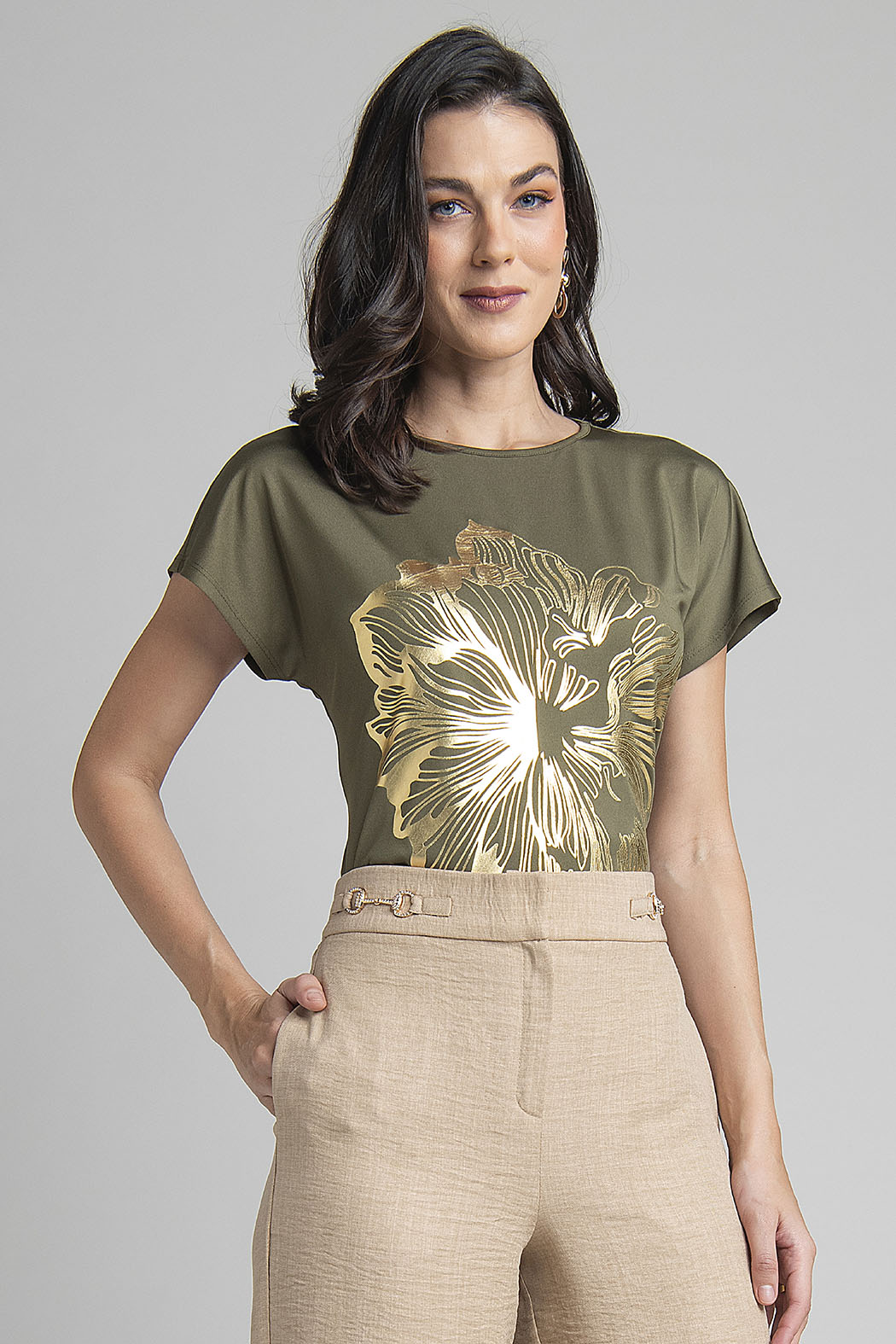 Blusa De Manga Corta Con Estampado