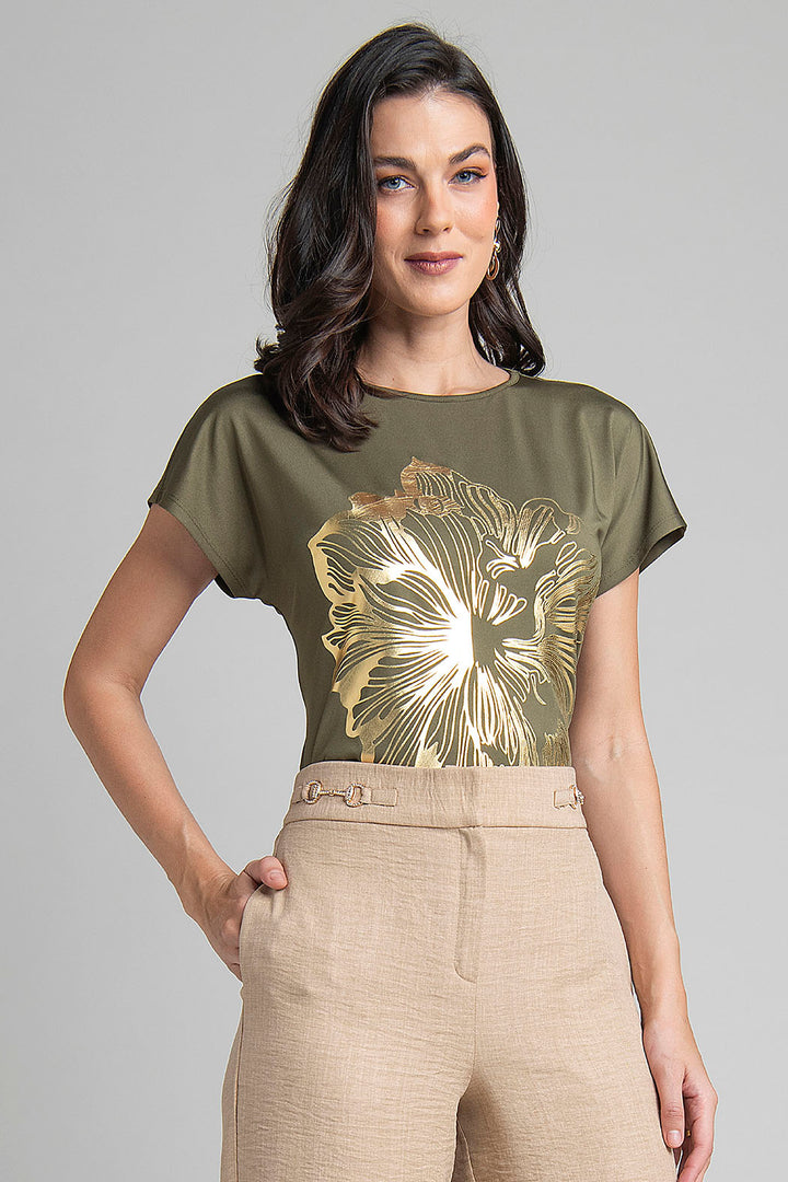 Blusa De Manga Corta Con Estampado
