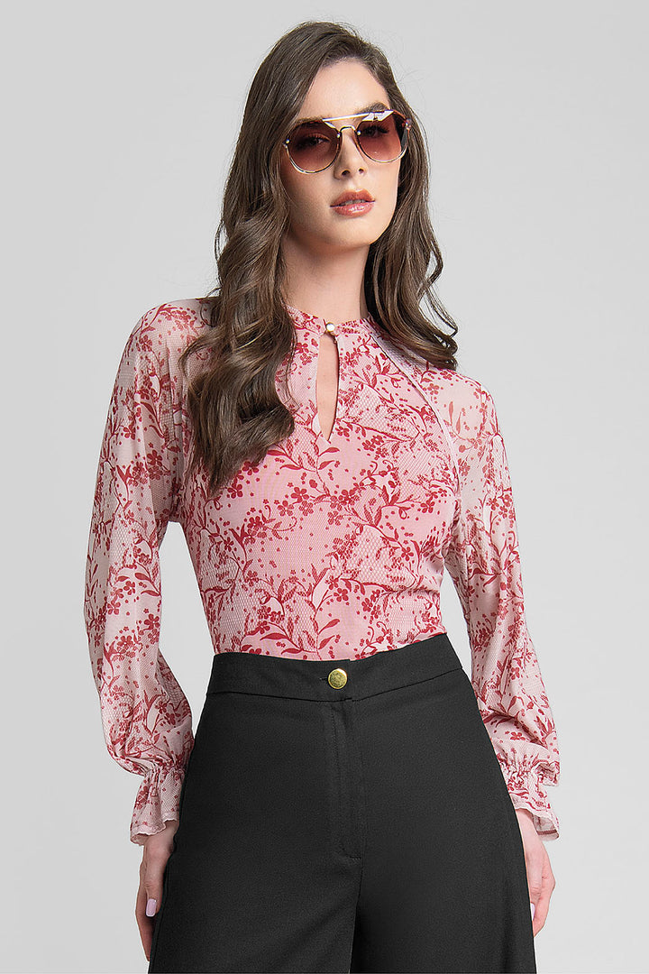Blusa Mesh Con Estampado Floral