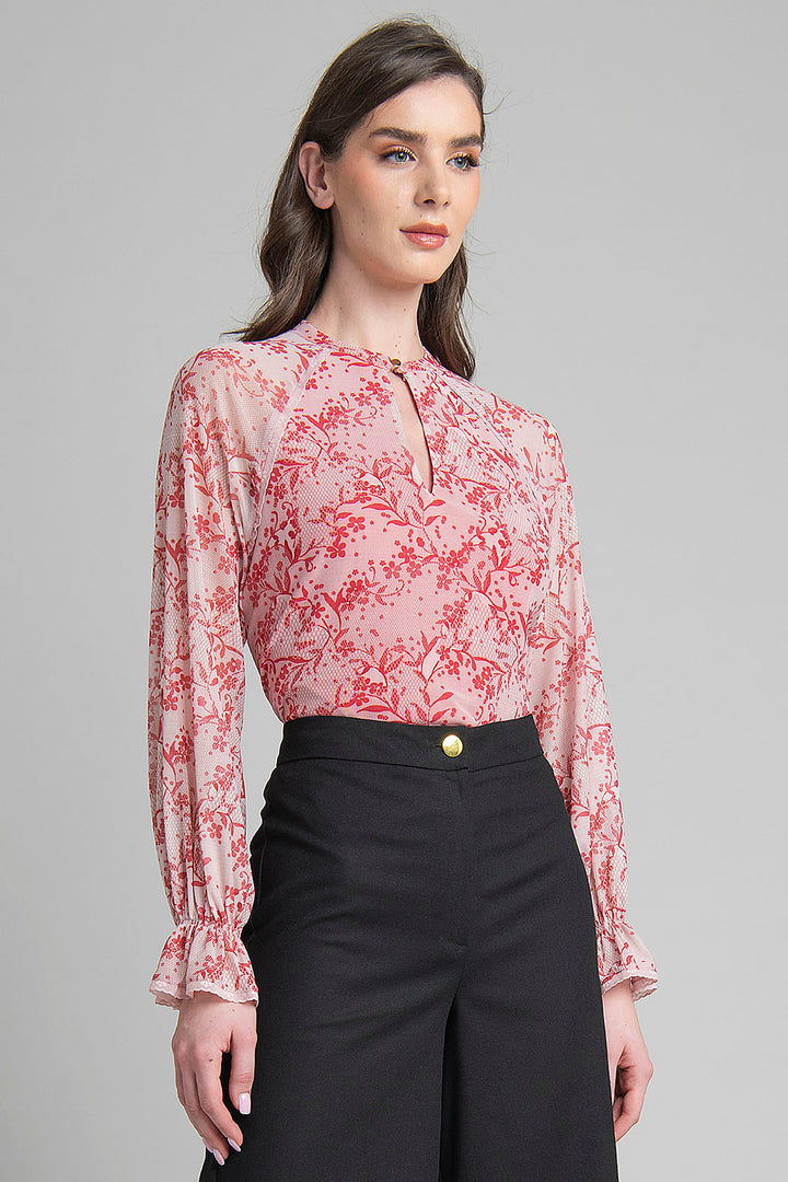 Blusa Mesh Con Estampado Floral