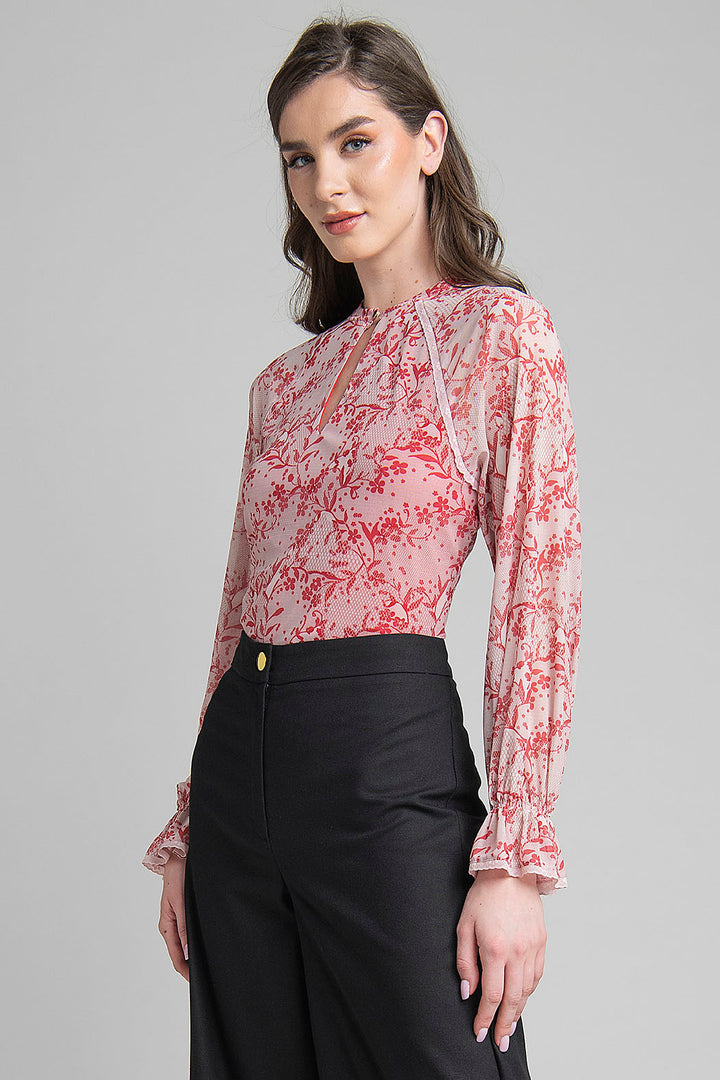 Blusa Mesh Con Estampado Floral