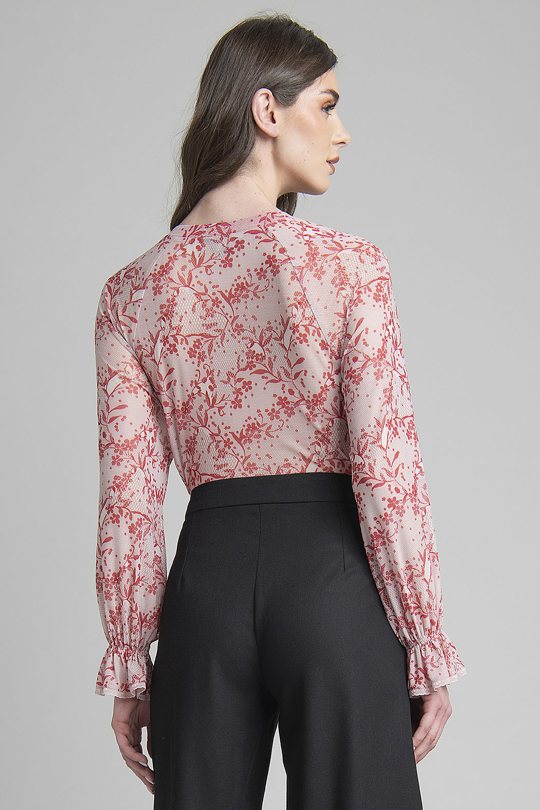 Blusa Mesh Con Estampado Floral