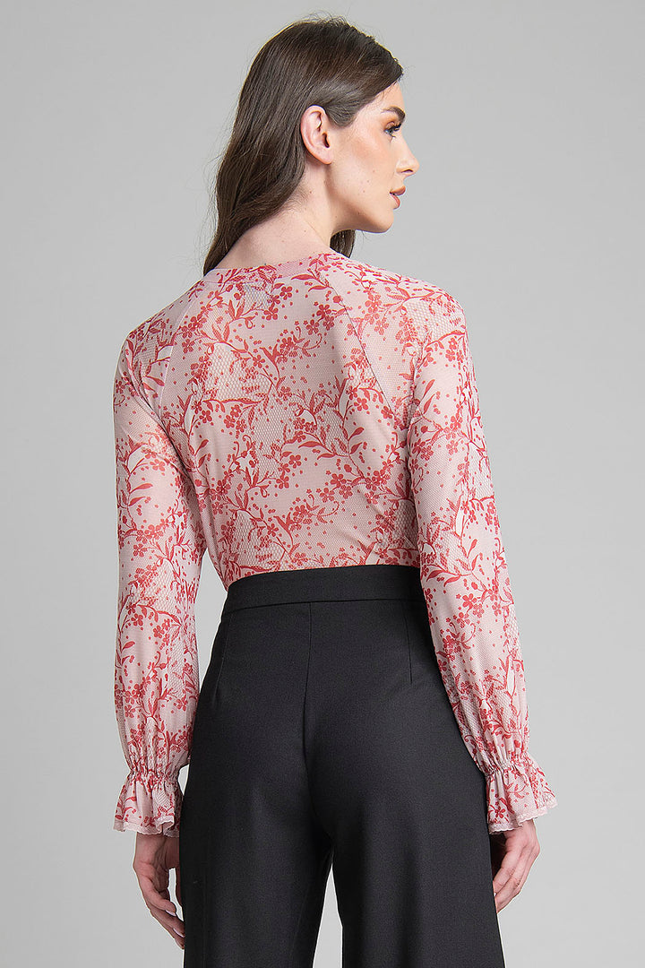 Blusa Mesh Con Estampado Floral