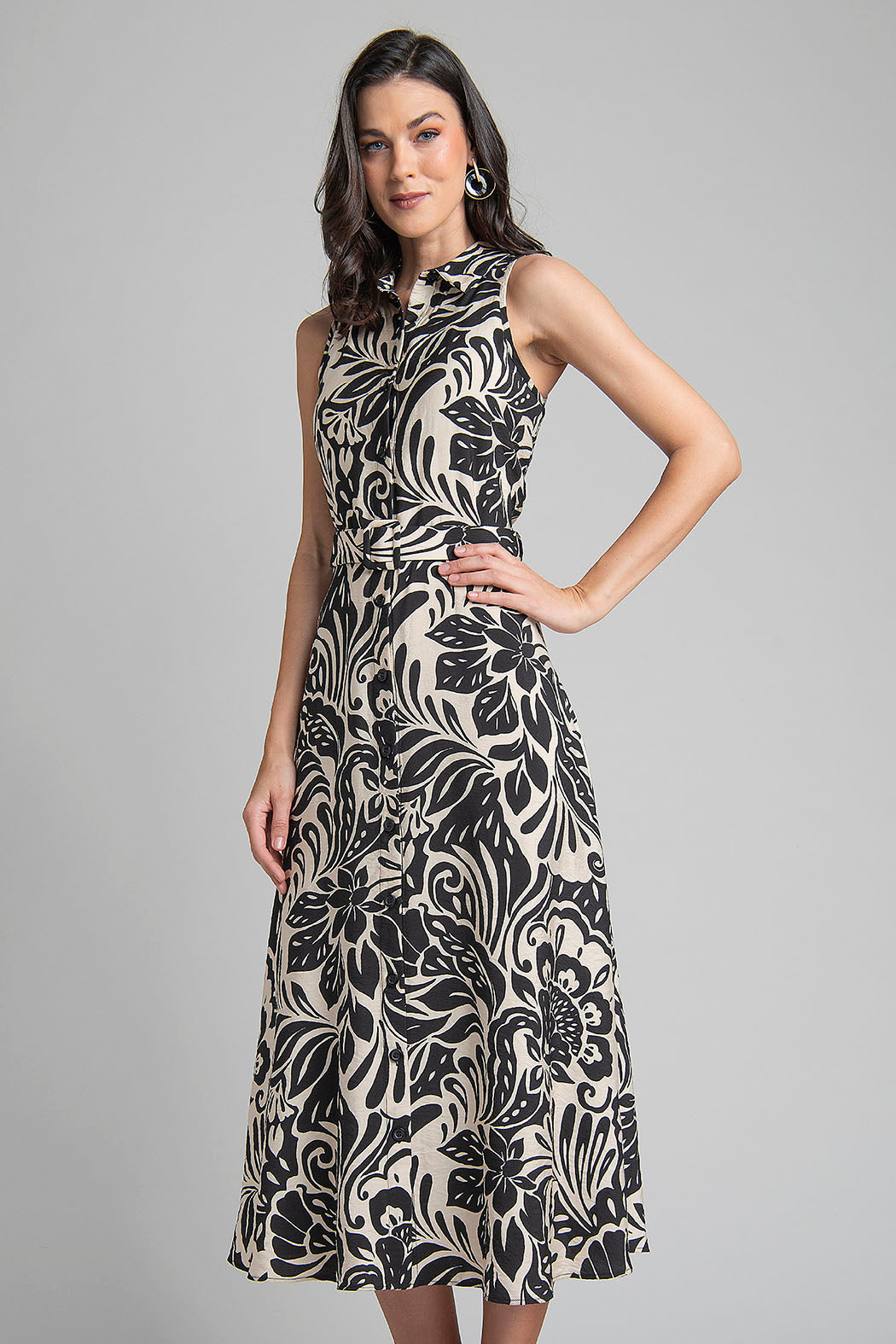 Vestido Estampado Sin Mangas