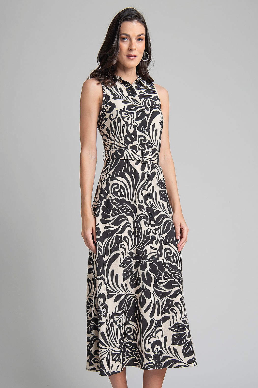 Vestido Estampado Sin Mangas