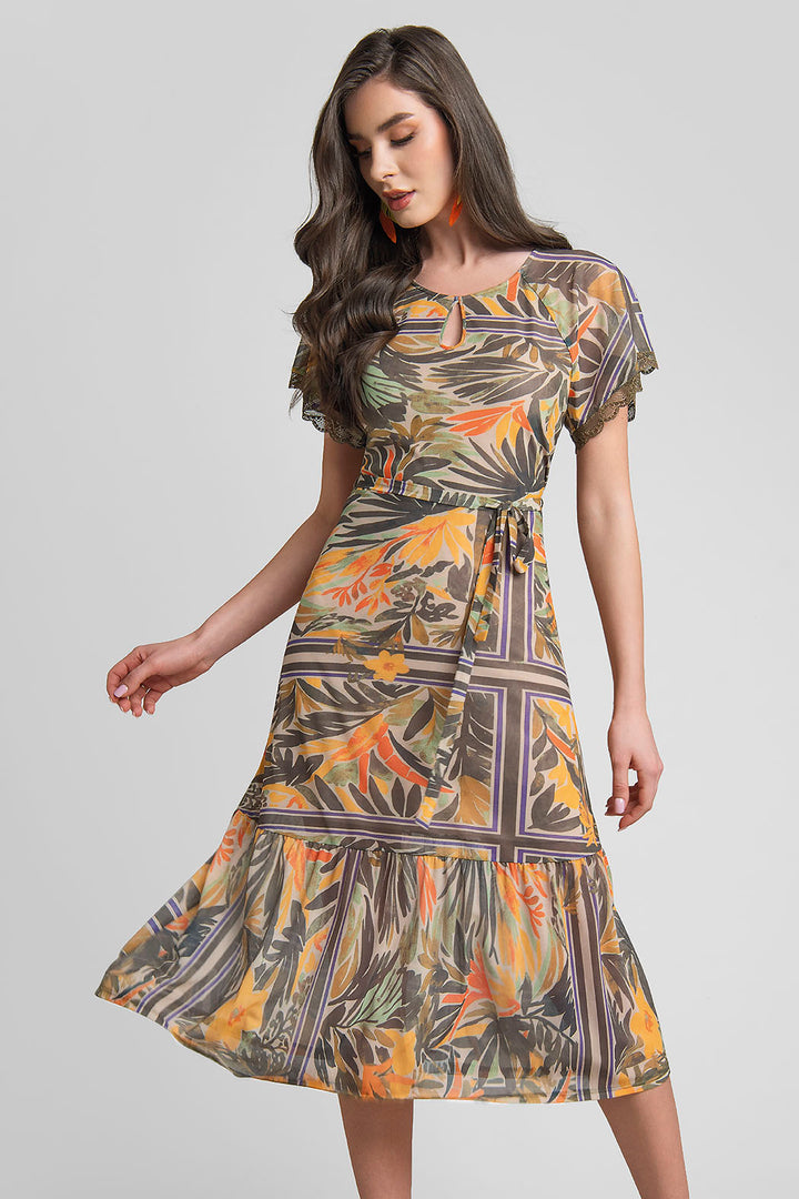 Vestido Mesh Con Estampado Floral