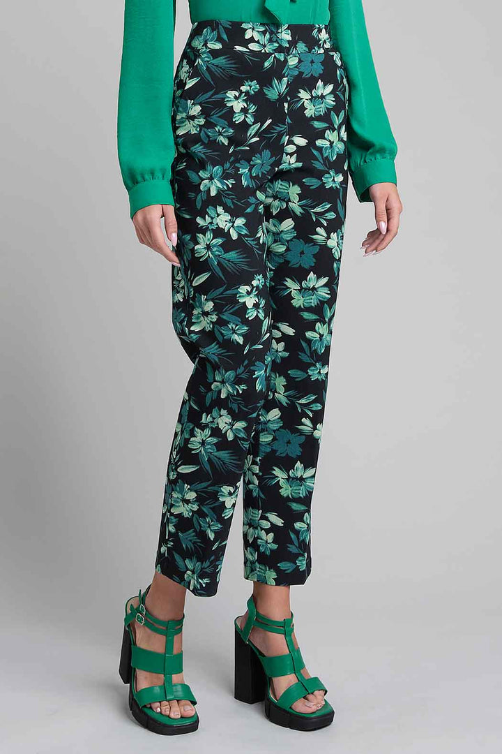 Pantalon Estampado Floral Corte Recto