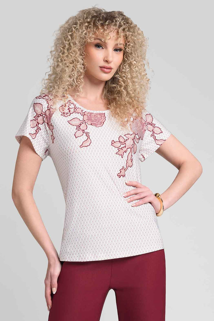 Blusa Estampada Con Manga Corta