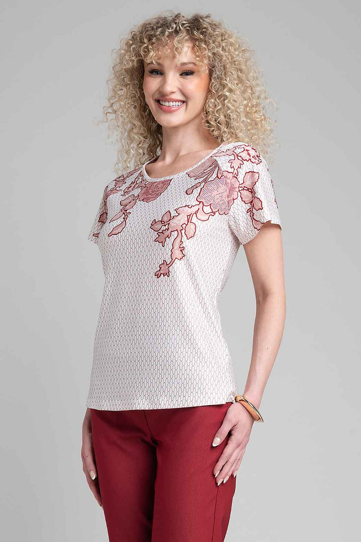 Blusa Estampada Con Manga Corta