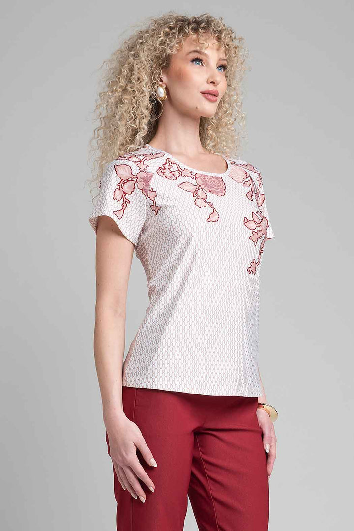 Blusa Estampada Con Manga Corta