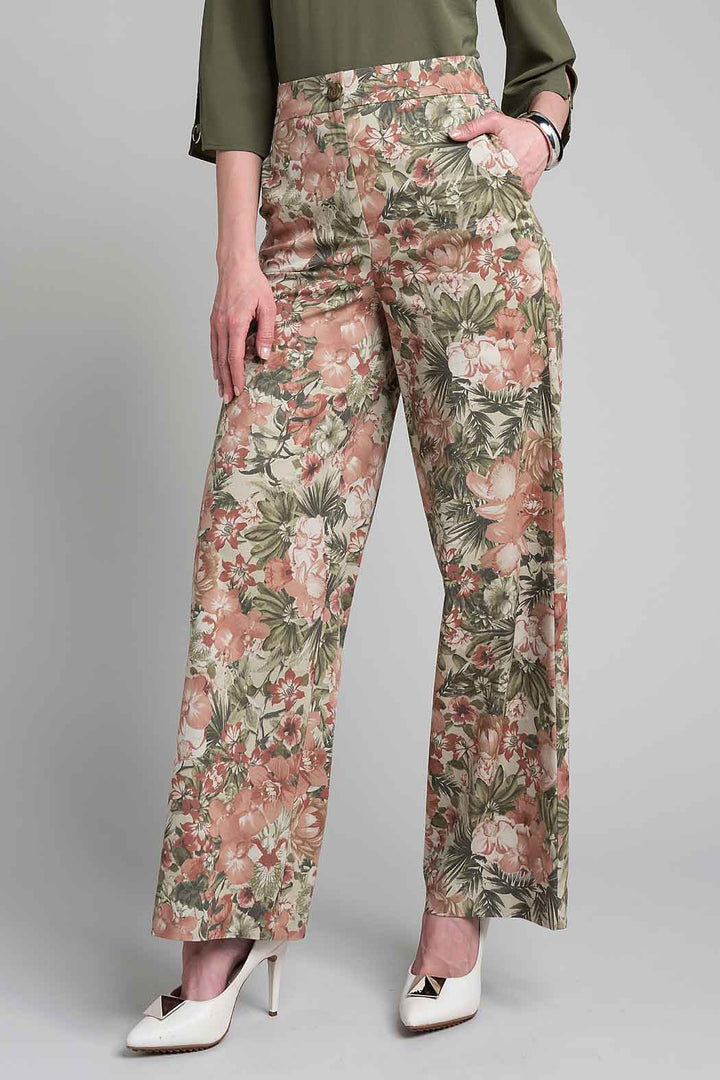 Pantalon Corte Recto Con Estampado Floral