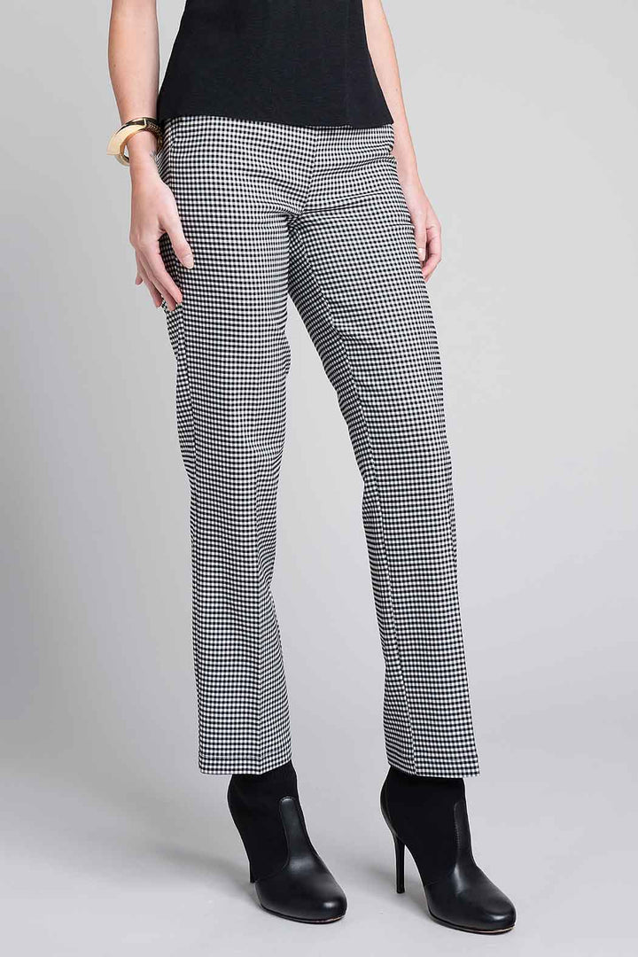 Pantalon Corte Recto Con Estampado De Cuadros