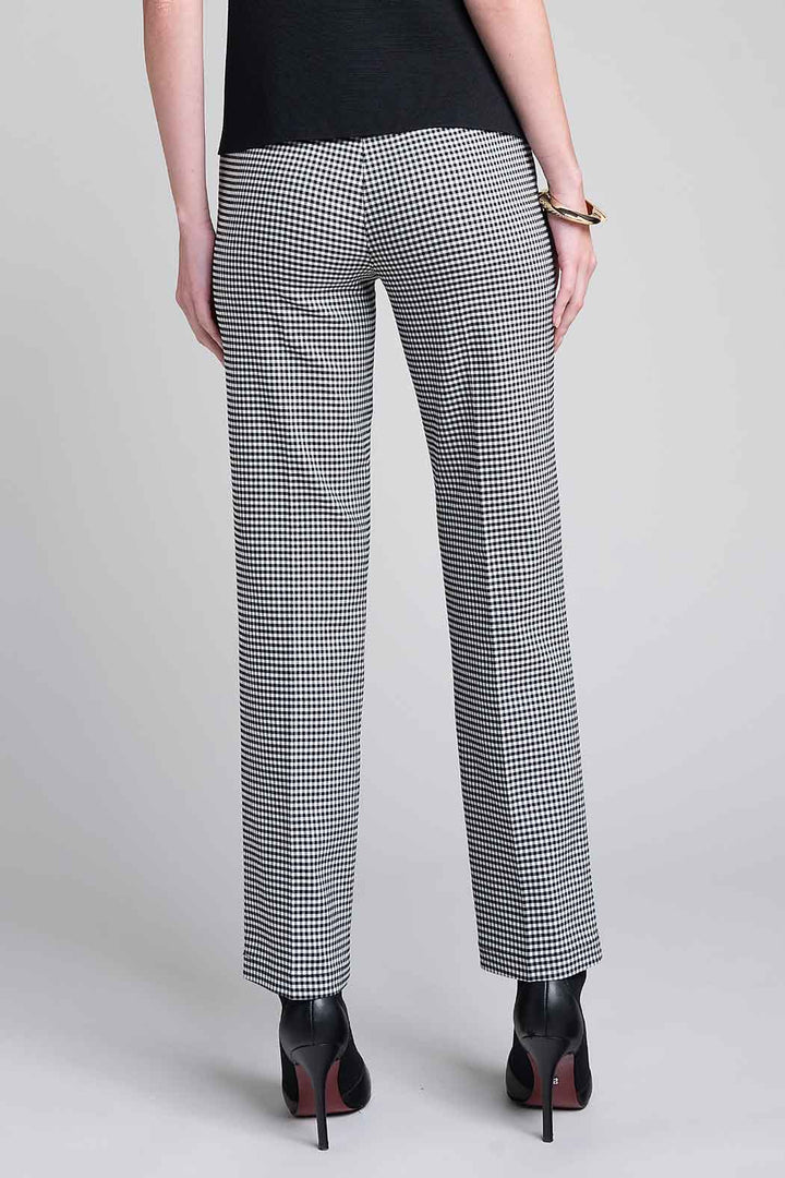 Pantalon Corte Recto Con Estampado De Cuadros