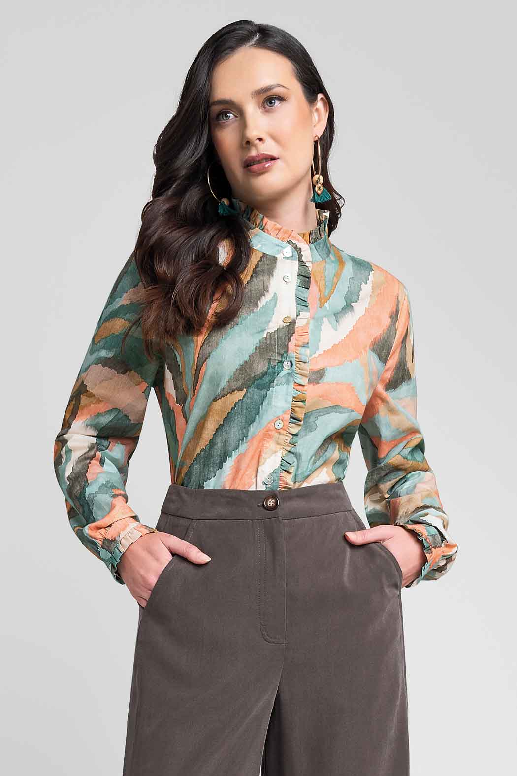 Blusa Con Manga Larga Estampada