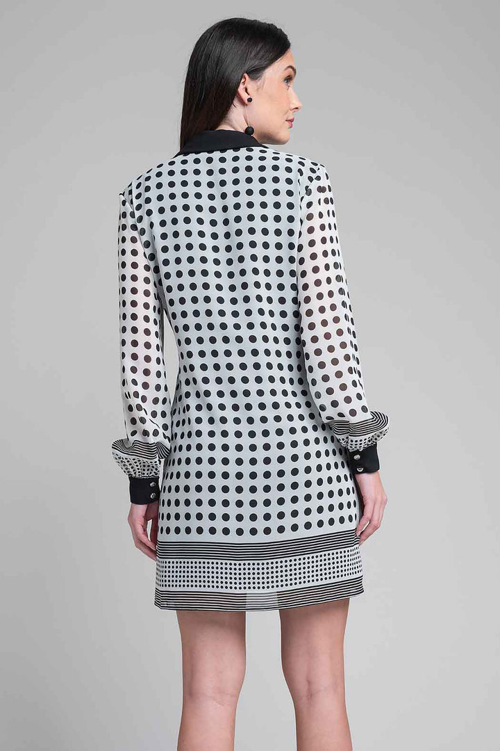 Vestido Con Cuello Camisero Y Estampado De Lunares