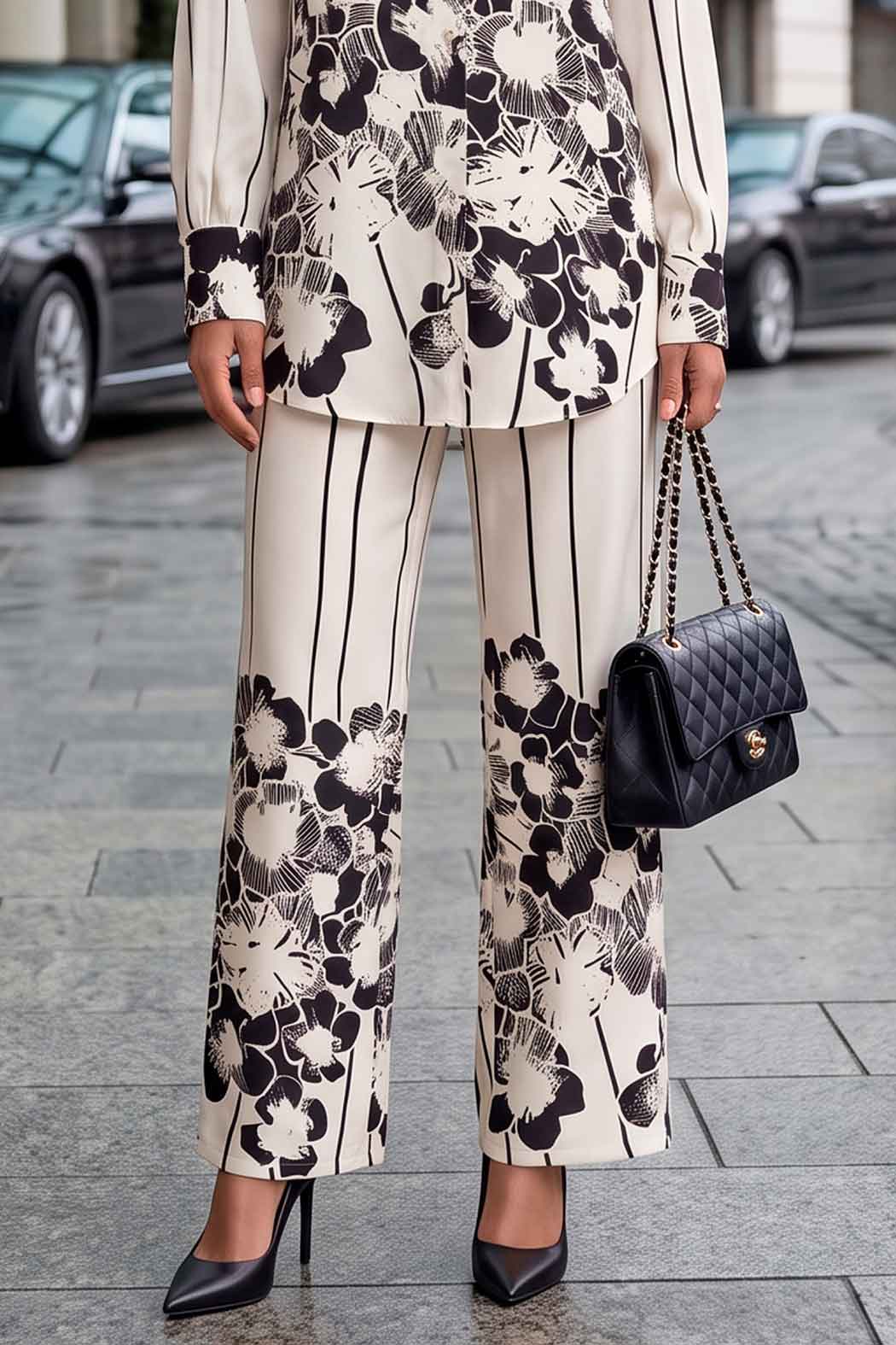 Pantalon Amplio Con Estampado Floral