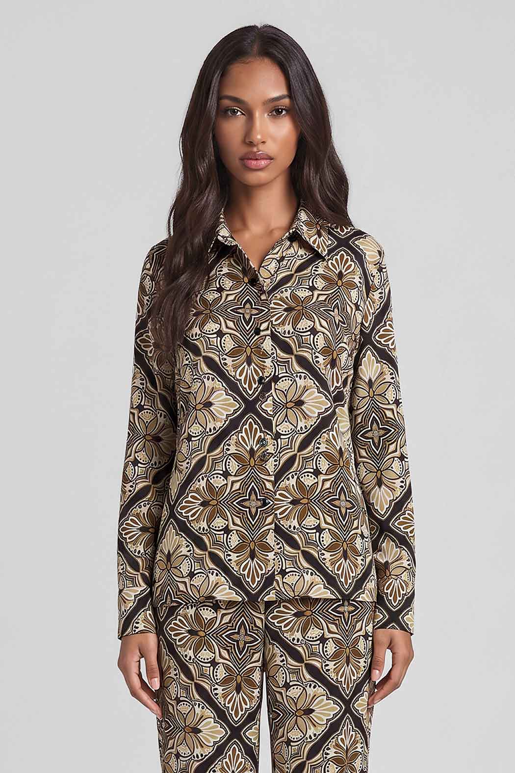 Blusa Camisera Con Estampado