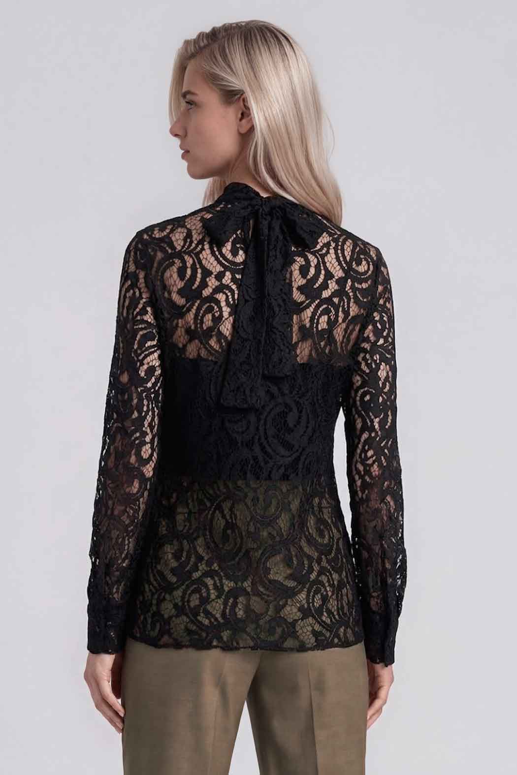 Blusa De Encaje De Manga Larga