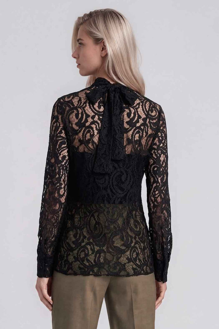 Blusa De Encaje De Manga Larga