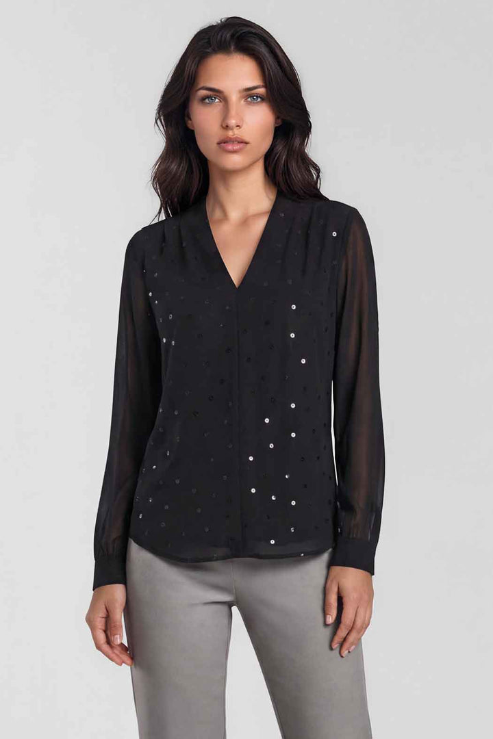Blusa Con Brillos De Manga Larga