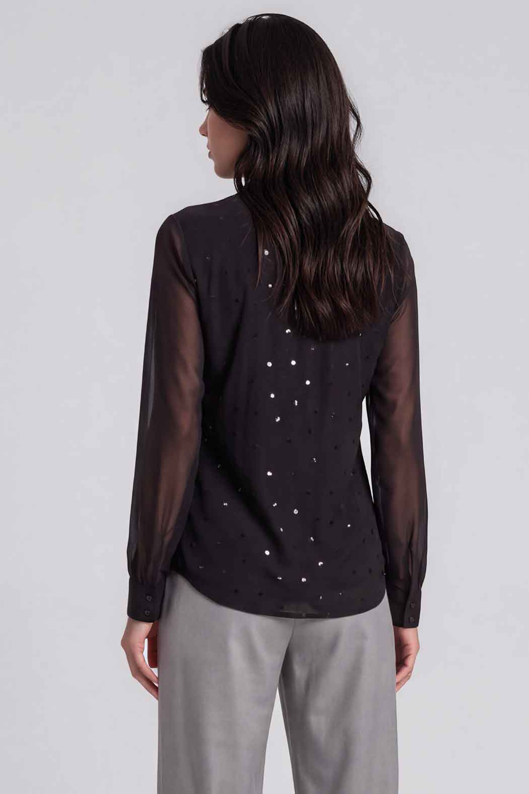 Blusa Con Brillos De Manga Larga