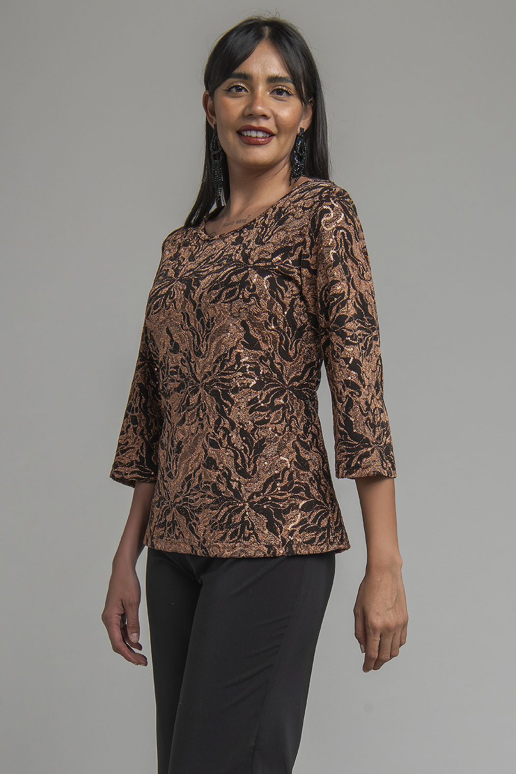 Blusa Con Estampado De Brillos