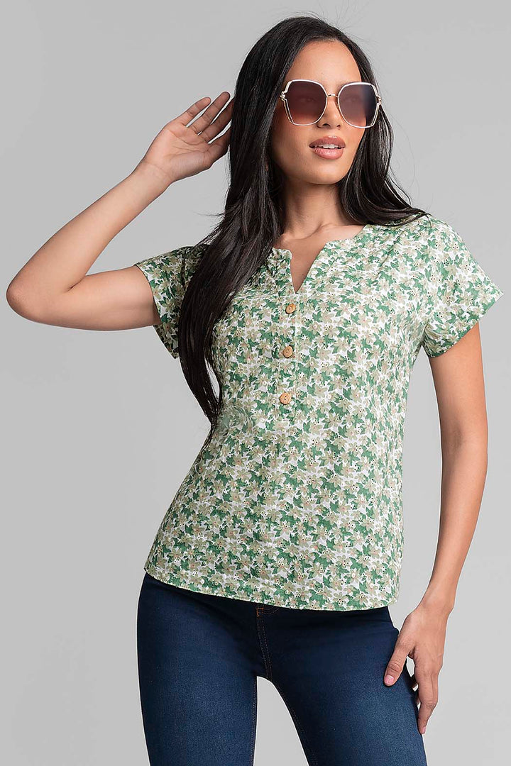 Blusa Con Estampado De Flores