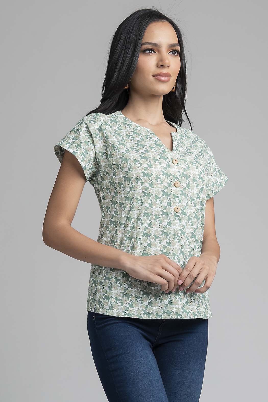 Blusa Con Estampado De Flores