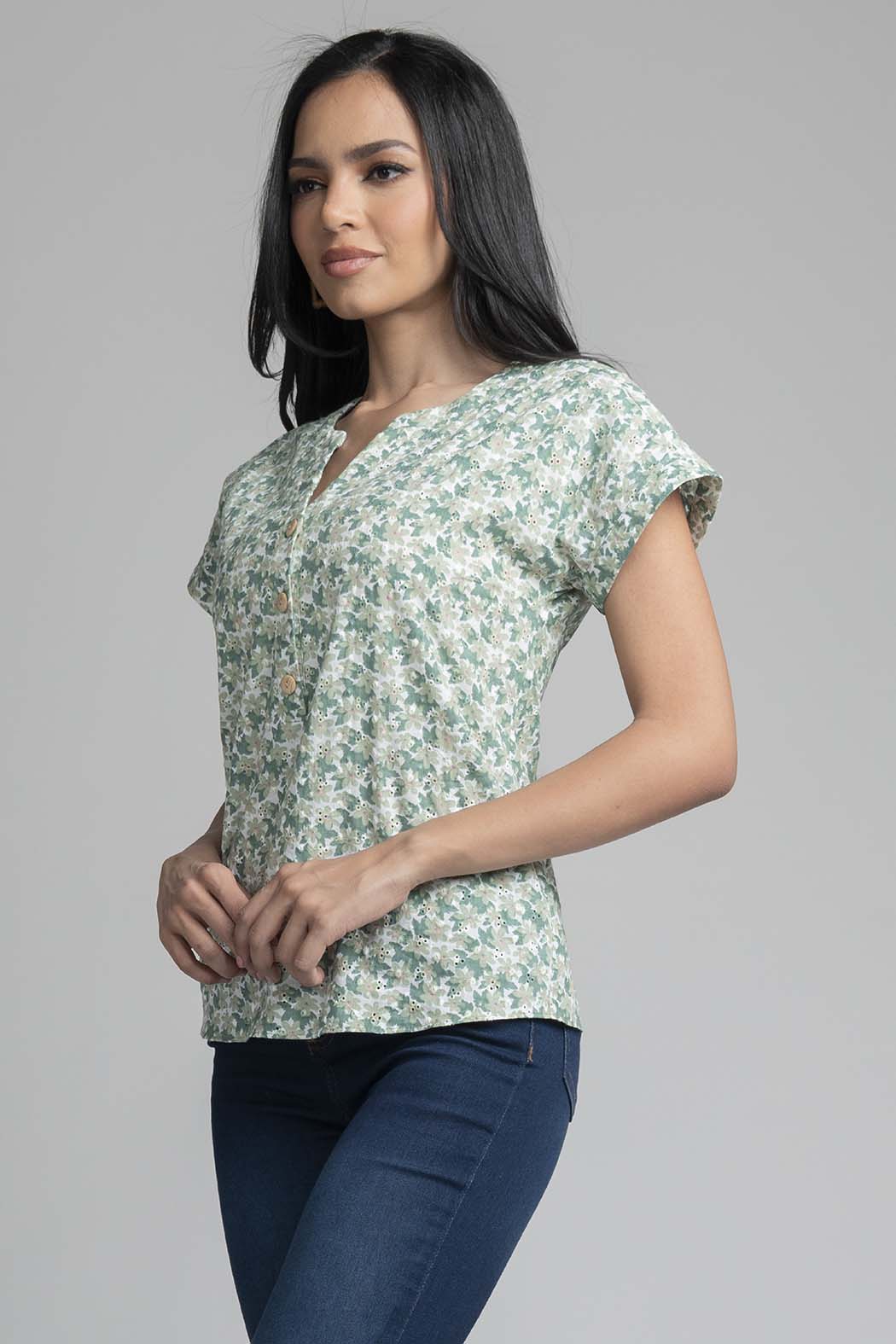 Blusa Con Estampado De Flores