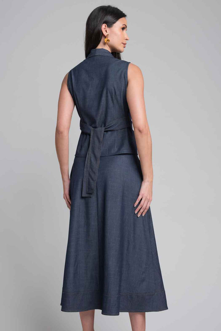 Conjunto De Falda Y Blusa Envolvente De Mezclilla