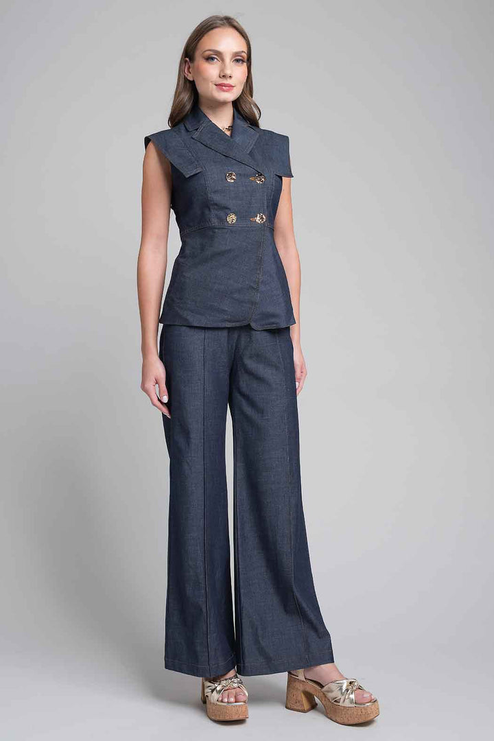 Conjunto De Pantalon Con Chaleco De Mezclilla