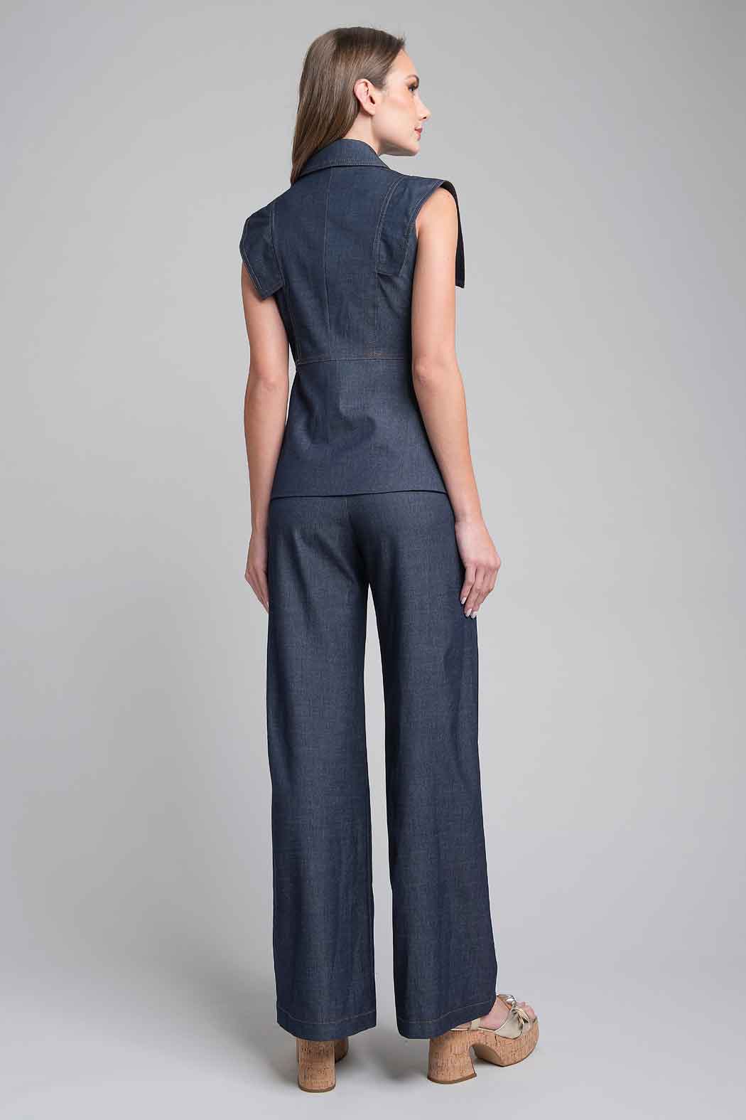Conjunto De Pantalon Con Chaleco De Mezclilla