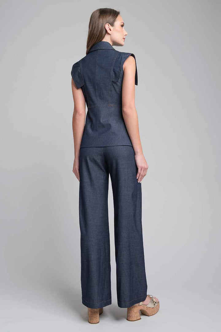 Conjunto De Pantalon Con Chaleco De Mezclilla