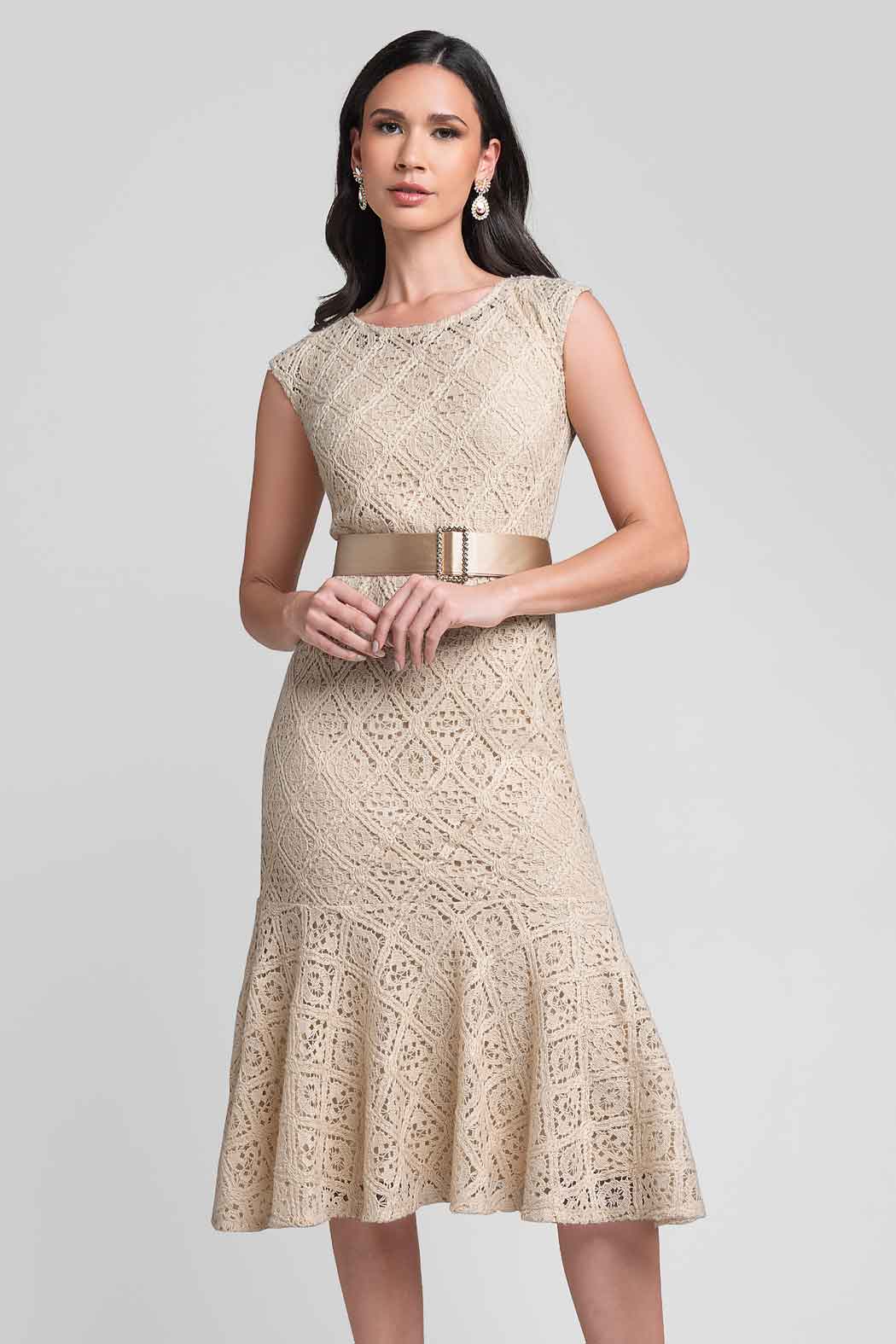Vestido Crochet Con Cinturon