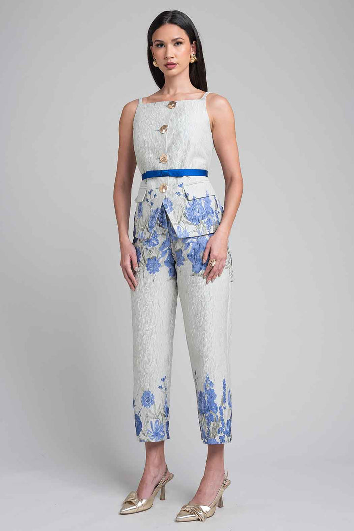 Conjunto De Pantalon Con Chaleco Estampado Floral