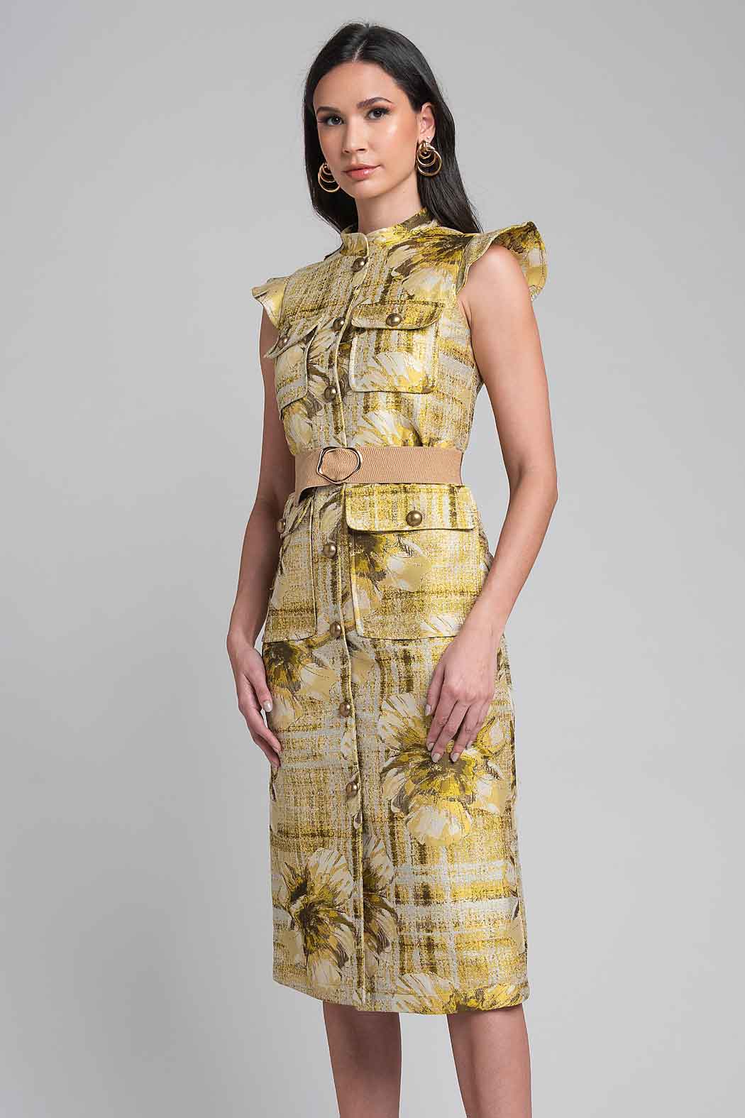 Vestido Camisero Con Bolsas De Parche