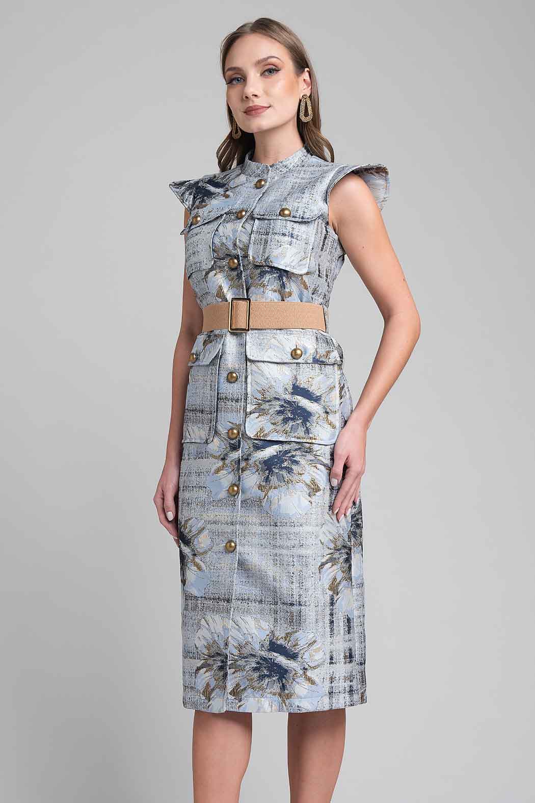 Vestido Camisero Con Bolsas De Parche