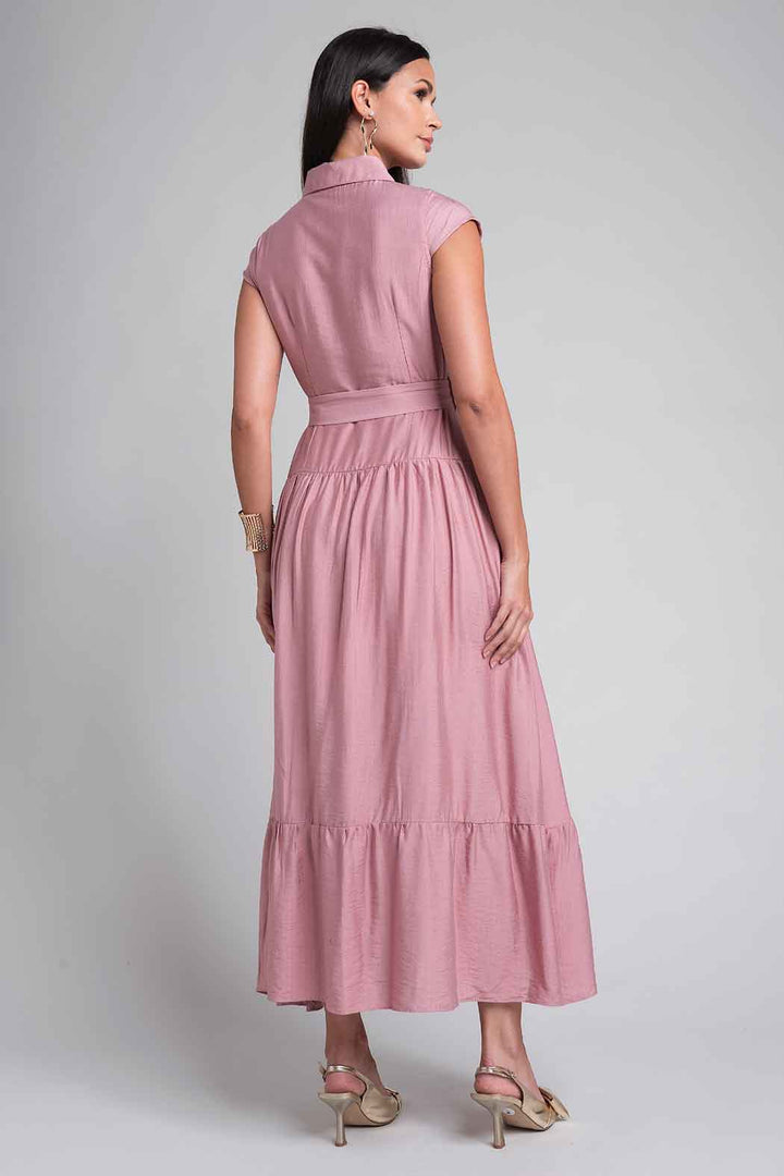 Vestido Camisero Con Manga Corta