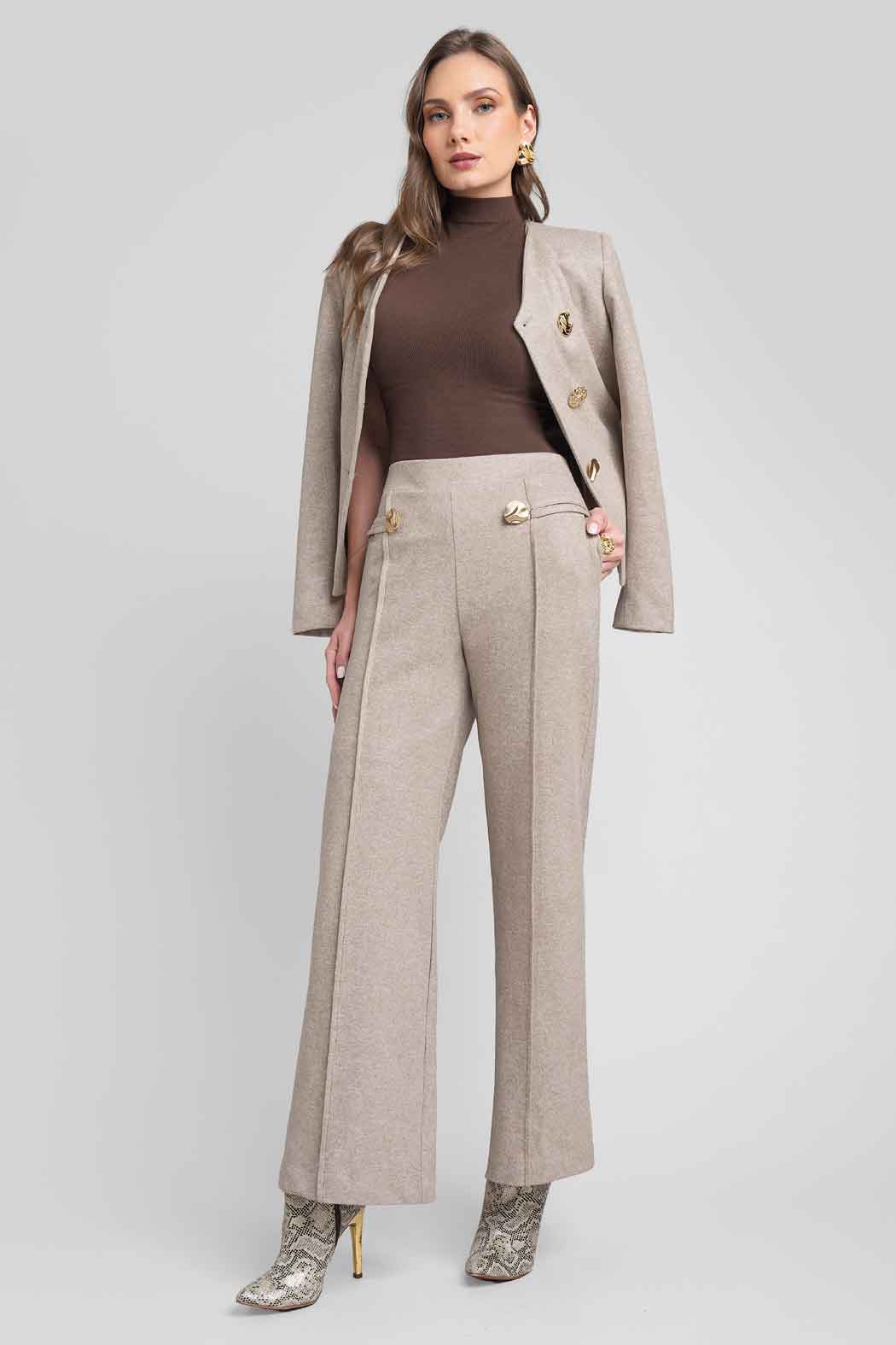 Conjunto De Pantalon Y Saco Con Botones Dorados