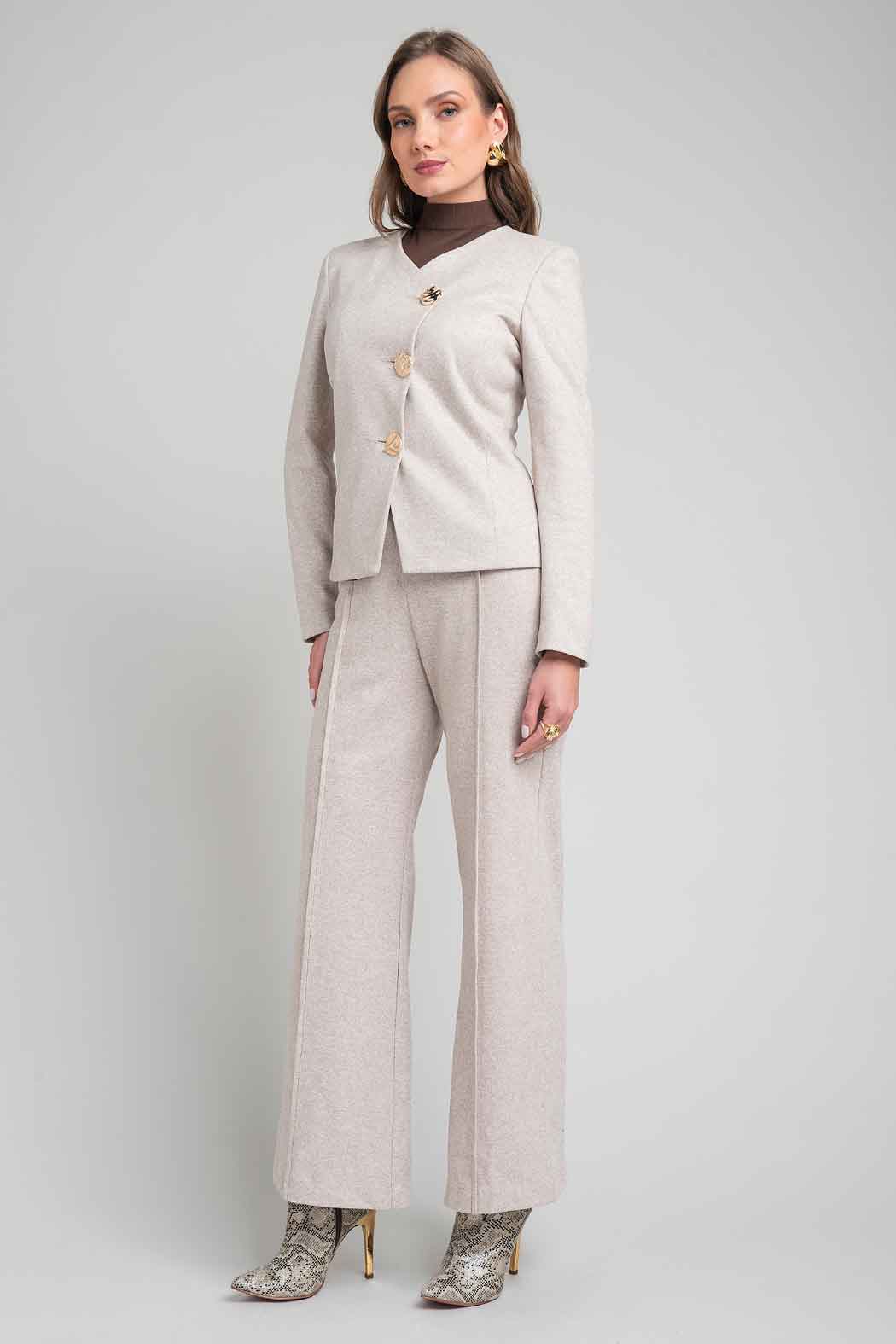 Conjunto De Pantalon Y Saco Con Botones Dorados