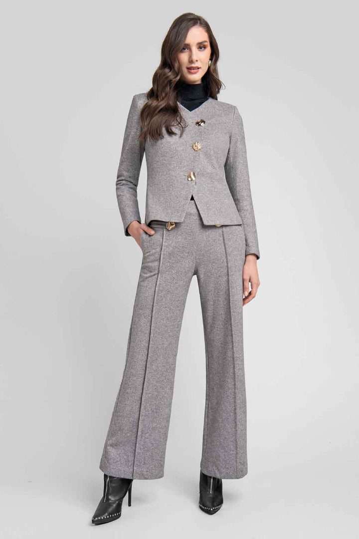 Conjunto De Pantalon Y Saco Con Botones Dorados