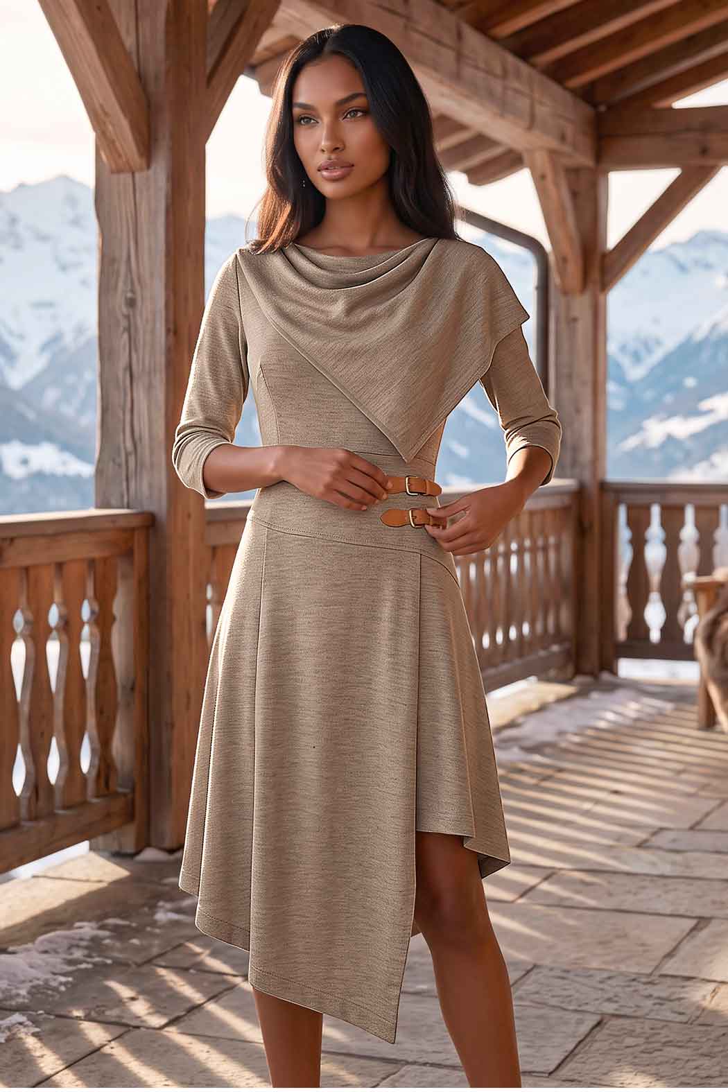 Vestido Con Asimetrica En Escote