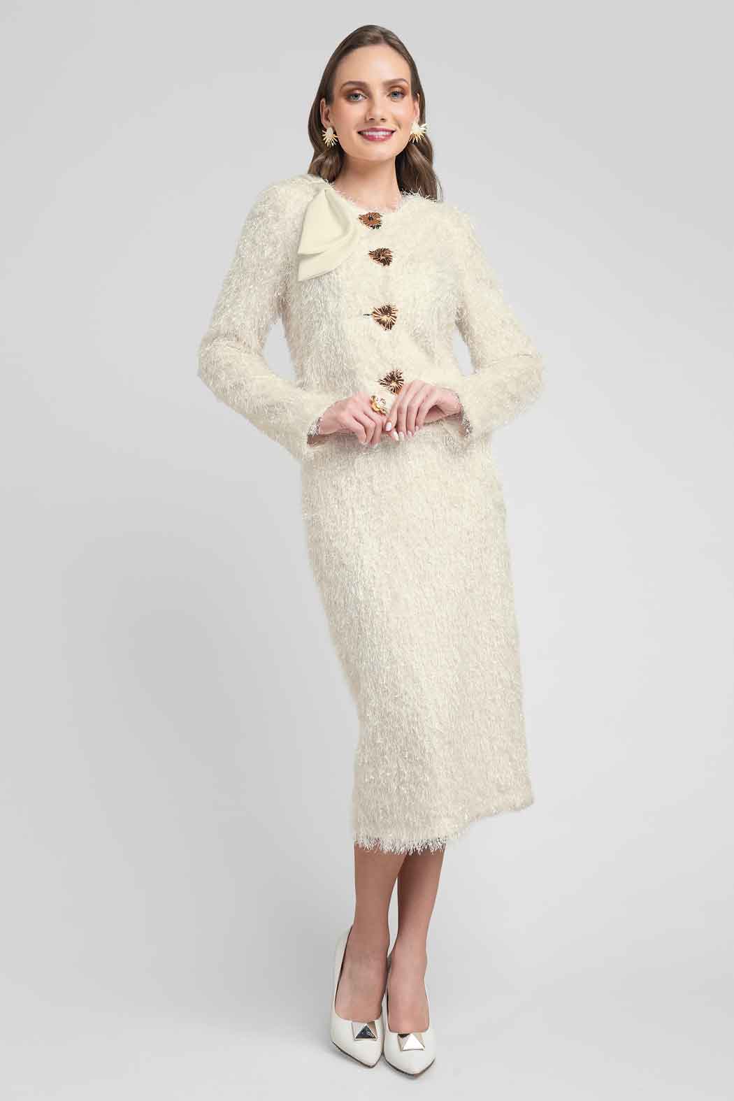 Conjunto De Falda Con Saco Con Textura Peluda