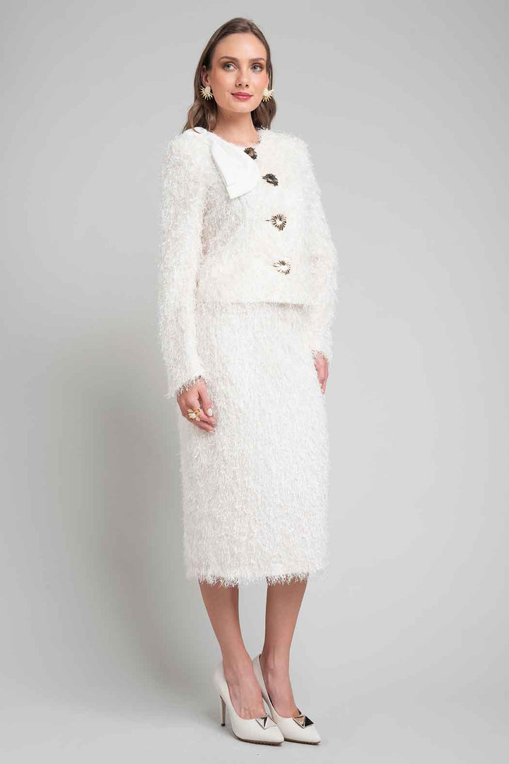 Conjunto De Falda Con Saco Con Textura Peluda