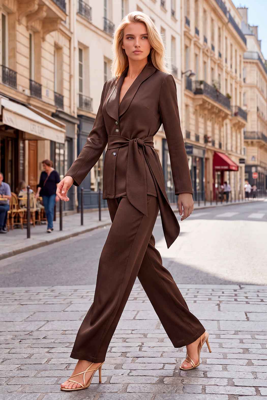 Conjunto De Pantalon Con Blusa De Satin
